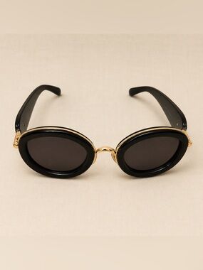 LOEWE Metal Daisy Anagram LW40130U Black Gold Sunglasses 49mm